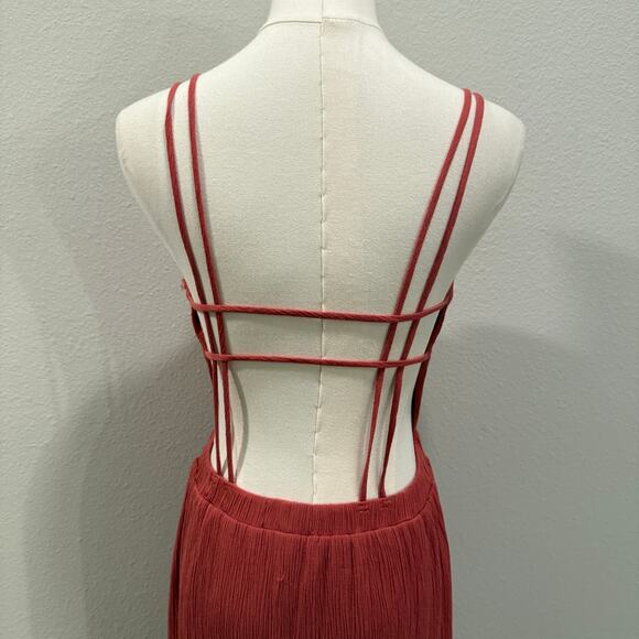 Lulus Lost in Paradise Rusty Rose Maxi Dress Open Back Small Wedding Vacation - Picture 3 of 10